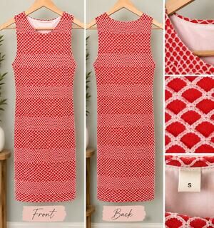 Orange & White Textured Sleeveless Mini Dress Size Small